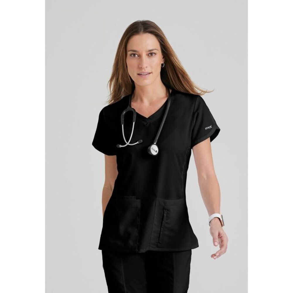 Grey's Anatomy by Barco Classic Women's Cora 4-Pocket Scrub Top 5X Large Black.